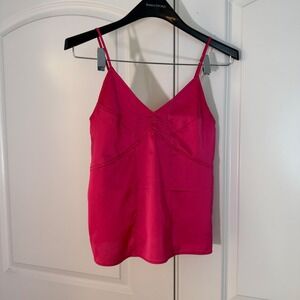 A New Day Womens Hot Pink Satin Camisole V-Neck Tank Top XS Adjustable Straps